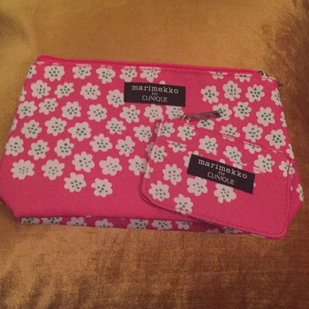 Pink Marimekko for Clinique Cosmetic Bag Set NWOT